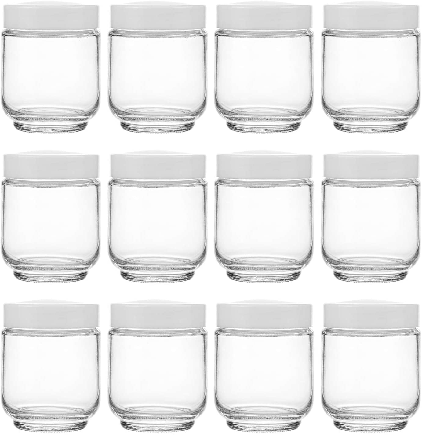 12 Pack 6oz Clear Glass Jars with White Lids for Spices, Party Favors