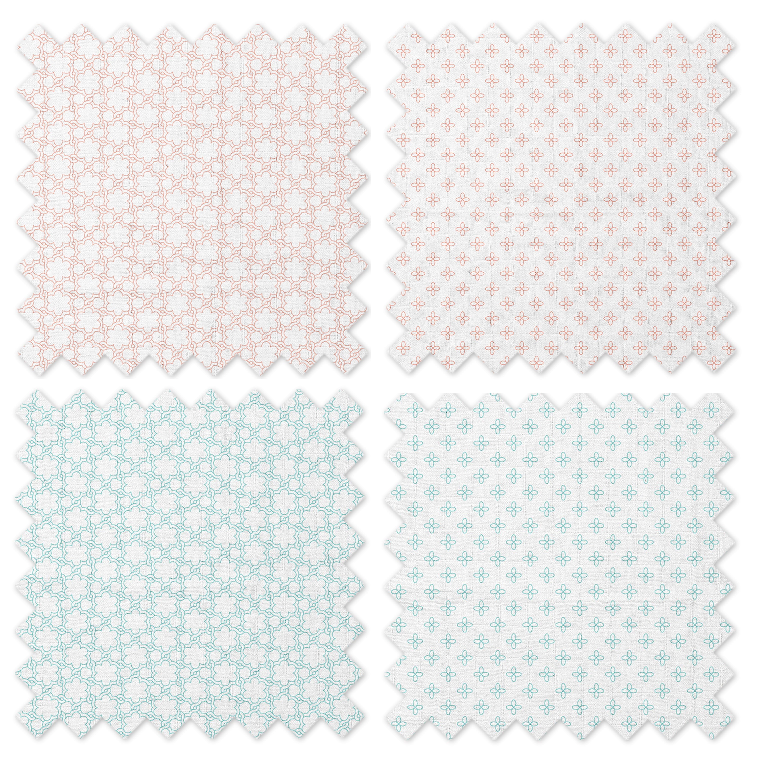 Bacati - Paisley Petals Floral 3-Piece Muslin Crib Bedding Set - Coral Girls