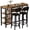 Brown+Black, variant on MOOSENG 3-Piece Bar Table and Chairs Set, Faux Marble Kitchen Counter Table with 2 PU Upholstered Bar Stools, Bistro Table with 3-Tier Storage Shelves, Space Saving for Small Space