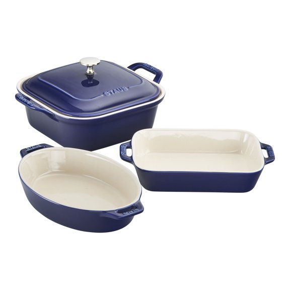 STAUB Céramique Ensemble de Plats à Cuisson Mixte Bleu Foncé 4 Pcs