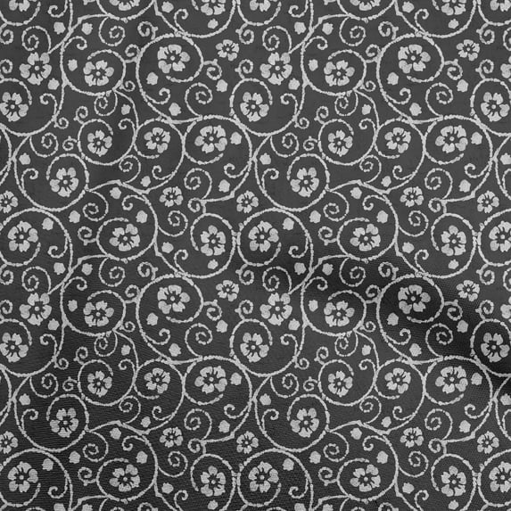 oneOone Velvet Dark Gray Fabric Asian Batik Floral Diy Clothing Quilting Fabric Print Fabric By Yard 58 Inch Wide