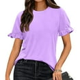 thumbnail image 2 of Women'S Clothing, Womens Shirts, Trendy Women's Casual Ruffle Short Sleeve Shirts Blouses for Summer and Spring Outfits Stylish and Comfortable Top Choices, 2 of 5