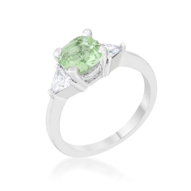 Womens Shonda 1.8 CT Peridot Cubic Zirconia Rhodium Cushion Classic Statement Ring - Size 10