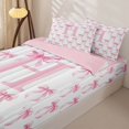 thumbnail image 3 of Homewish Pink Bow Tie Zipper Full Size Comforter Sets with Fitted Sheet and 2 Pillowcases For Girls,Cartoon Letter Alphabet C Kids Zipper Bedding Set,Pink Reversible,4-Piece, 3 of 7