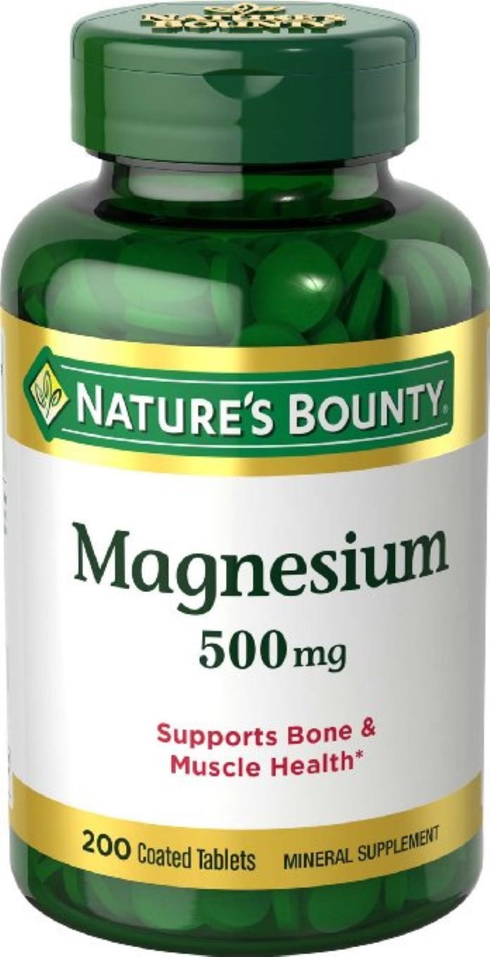 Nature's Bounty Magnesium 500mg Size, Coated Tablets 200 ea