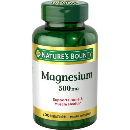 Nature's Bounty Magnesium 500mg Size, Coated Tablets 200 ea