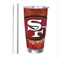 thumbnail image 1 of Taza térmica duradera de acero inoxidable 304 con tema del equipo de fútbol SF 49erss con tapa y pajita Taza térmica de acero inoxidable de 20 oz Taza para automóvil Adecuada para bebidas frías y, 1 of 8
