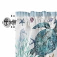 thumbnail image 2 of Blue Sea Turtle Window Valance for Kitchen, Ocean Watercolor Blue Seastars Seaweed Corals Anchor Rod Pocket Short Curtain for Small Windows, Light Filtering Decorative Valance, 60 x 18 Inch, 1 Panel, 2 of 9