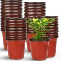 200 Pcs Nursery Pots for Plants,PandaTop 4 Inch Plant Pot for Planting Plastic Seedling Pots with Drainage Holes Seed Starter Pot (Red)