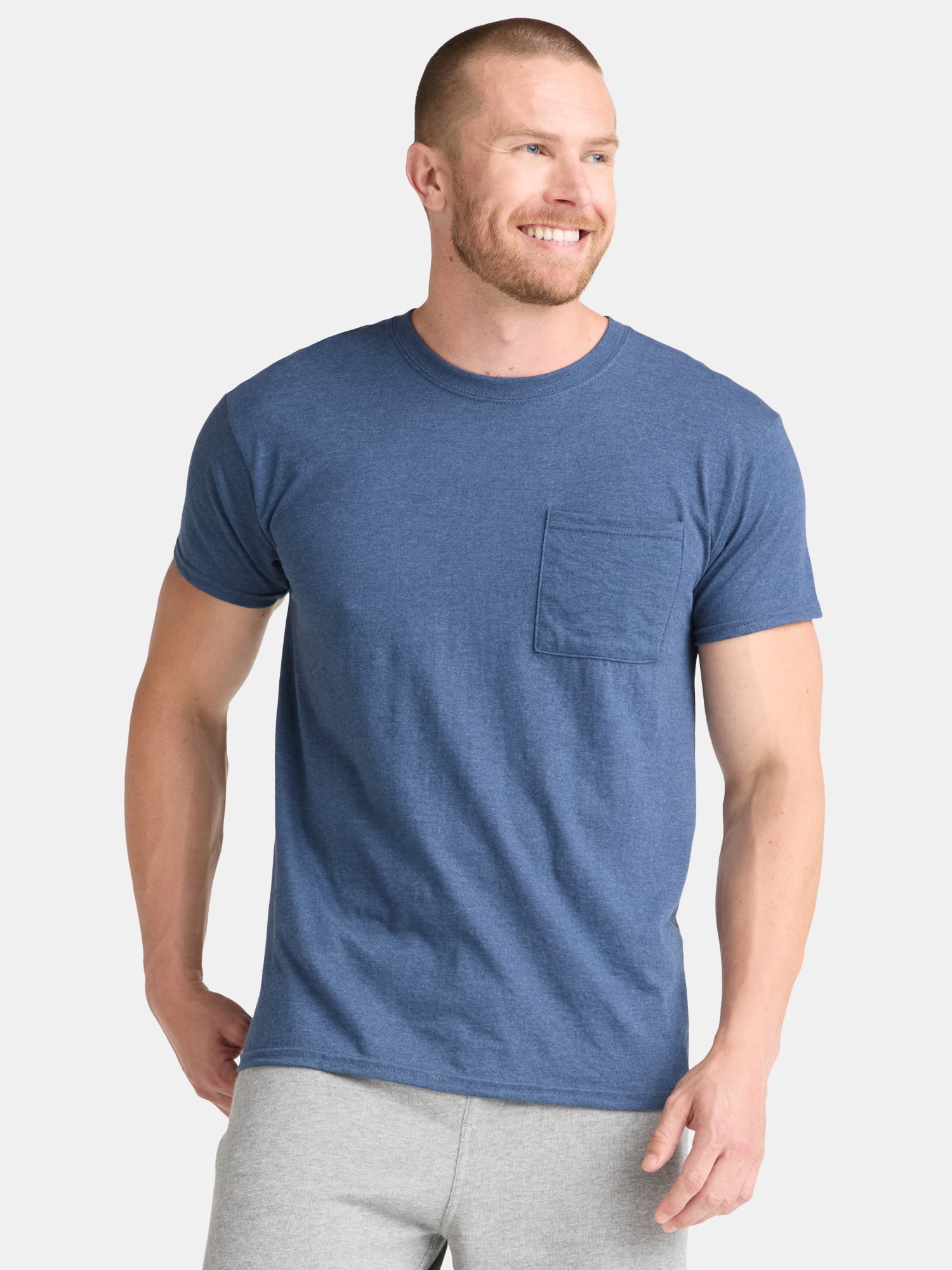 Athletic Works Men's and Big Men's Cotton Pocket Tee, 4-Pack, Sizes XS-5XL