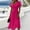 #0274-Hot Pink, variant on Summer Dresses for Women Plain V Neck Short Sleeve Flowy Casual Midi Dress Beach Vacation Sundresses with Pockets