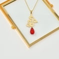 thumbnail image 2 of Mother's Day Gift Idea, Mother's Day Necklace, Red and Gold Pendant, Coral Necklace, Sterling Silver Pendant, Red Necklace, Red Stone Drops, 2 of 7