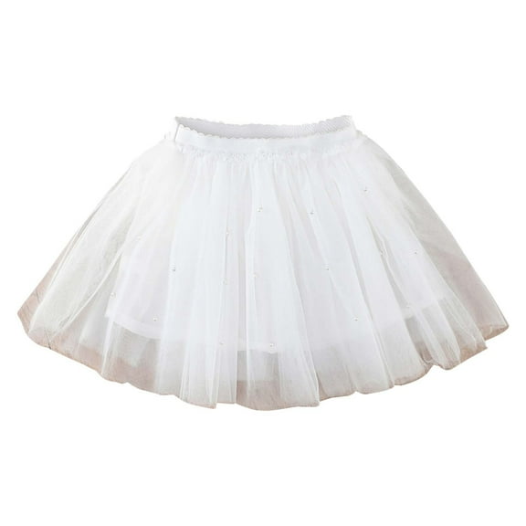 adviicd Girl Skirt Girls' Polka Dot Tutu Glitter Ballet Triple Layer Tulle Dance Skirt (White,18-24 Months)