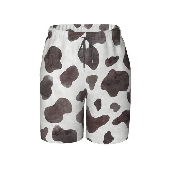 Cow Print Black And White Cow Beach Pants Lightweight and Quick-Drying Teen Shorts with Mesh Lining and Drawstring