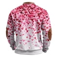 thumbnail image 4 of Men's Casual Hoodie American Heart Print Round Neck Long Sleeve Half Pullover for Valentine's Day Winter Wear,Hot Pink,2XL, 4 of 4