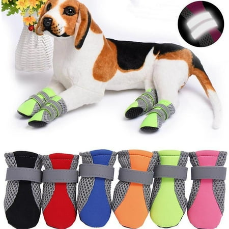 Small Pet Dog Anti-Slip Shoes Puppy Boots Paw Protective Breathable Booties 4Pcs