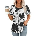 thumbnail image 2 of Drses Women's Tops 2024 Summer Tunic Short Petal Sleeve Casual Shirts Pleated Blouses for Leggings, 2 of 5