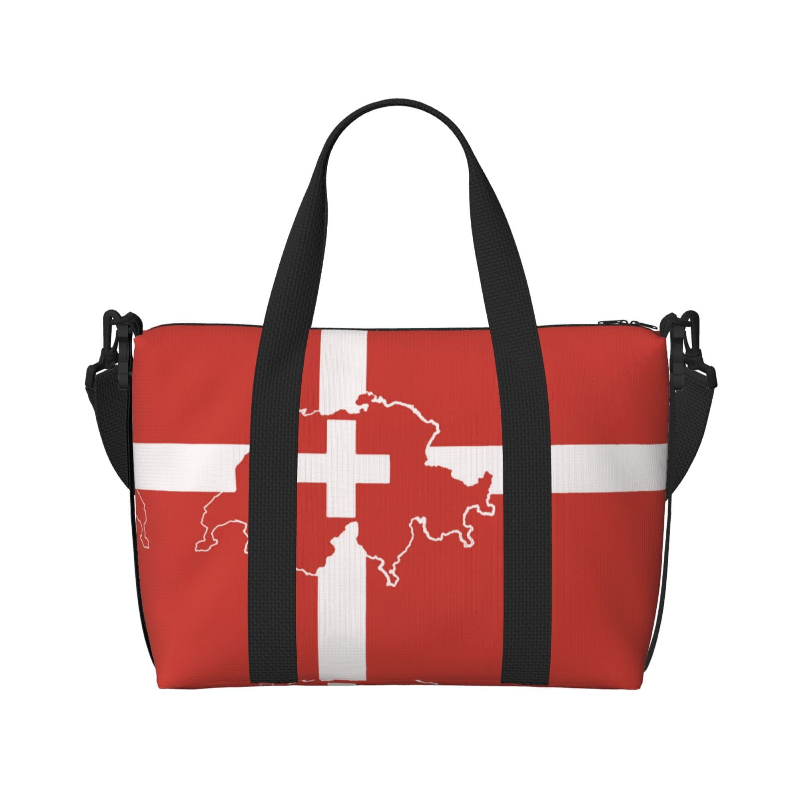 Travel Duffel Bag Switzerland Swiss Map Flag Sports Tote Gym Bag Shoulder Weekender Overnight Bag For Women Men