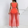 thumbnail image 7 of Posijego Womens Summer Two Piece Outfit Sleeveless Crop Tank Top See Through Skirts Shorts Matching Set, 7 of 7
