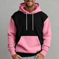 thumbnail image 5 of QHRMKOG Mens Hoodies Pullover Casual Color Block Hooded Sweatshirts Relaxed Fit Long Sleeve Drawstring Hoodie Autumn Warm Top with Pockets Pink XL, 5 of 5