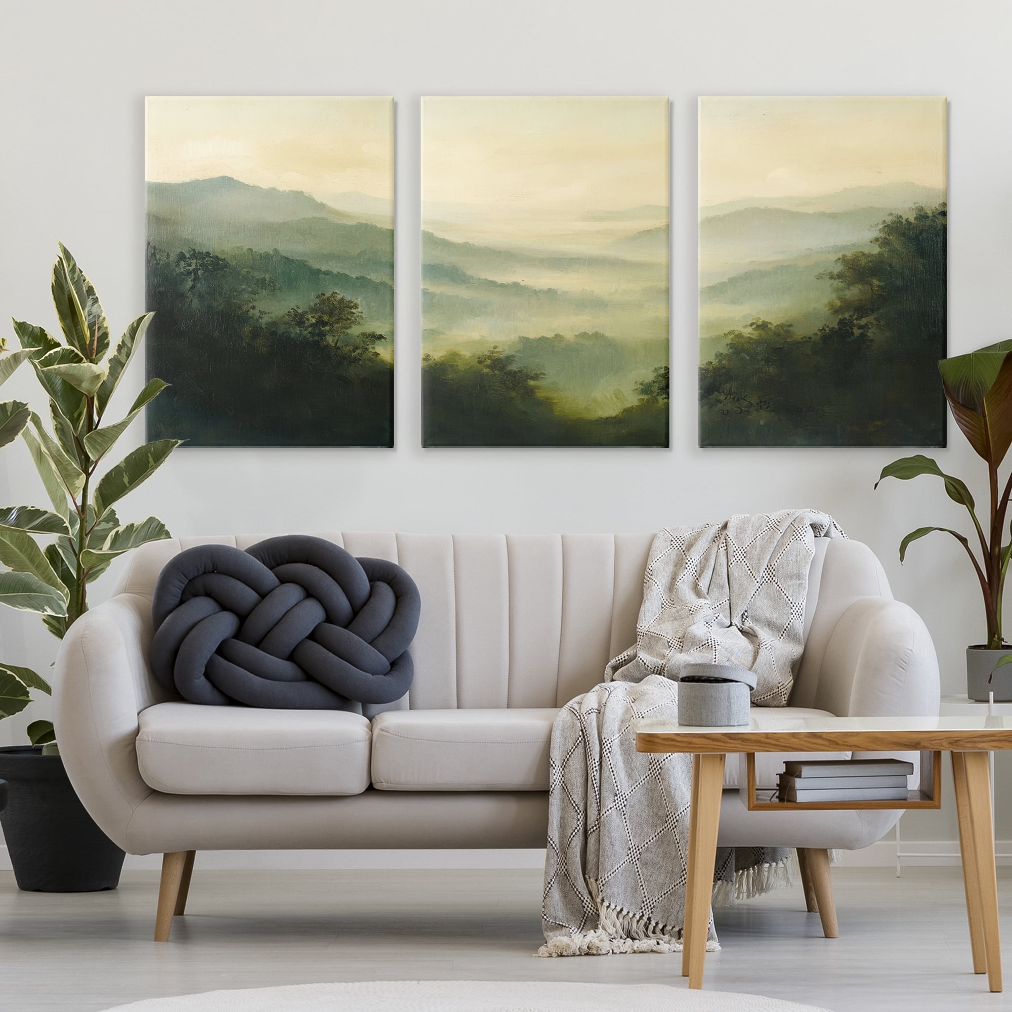 Stupell Industries Through The Haze Mountain Panorama 3 Piece Canvas Wall Art Set, design by Petal Prints Design