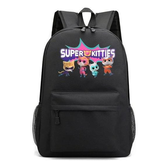 Super Kitties Students Lightweight Backpack – Anime Bag with Side Mesh Pockets – Cartoon Bookbag for School