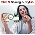 thumbnail image 6 of Compatible iPhone 14 Plus 6.7 Inch 2022 Magnetic Clear Case, Electroplated Soft Slim Clear TPU Back Case, [No Yellowing] [Military Drop Protection] Tempered Screen Protector (Green), 6 of 11