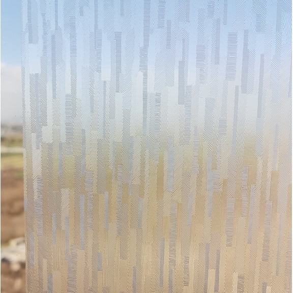 Modern Gradient Wood Grain Window Film, Static Cling Privacy Film, Non-Adhesive UV Blocking Decorative Glass Sticker for Home Office, 23.62" x 78.74"