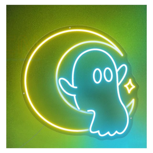 Letrero De Neón Luna Fantasma, Ideal Para Halloween, Perfecto Para Decorar La Pared Tu Habitación, El Dormitorio 50cm