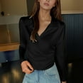 thumbnail image 2 of EDFBUYKRS Womens Tunic Tops 3/4 Roll Sleeve Floral Printed V Neck Blouses Long Sleeve Shirts for Women L, 2 of 4