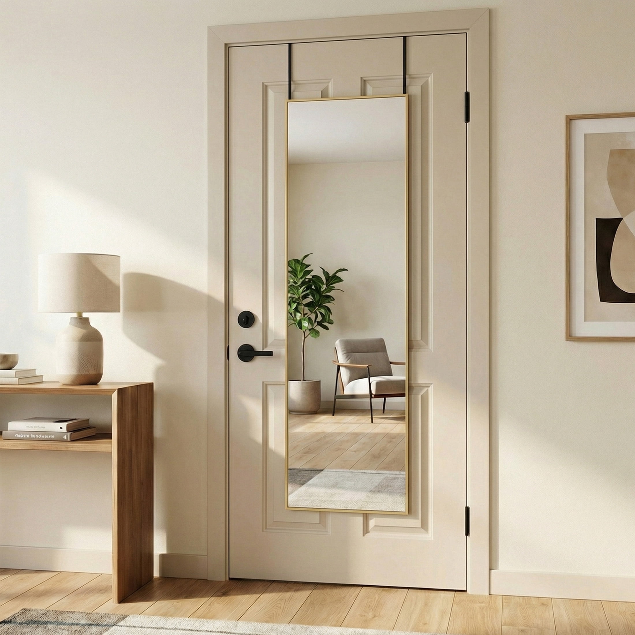 EDX 47''x14'' Door Hanging Mirror Rectangle Full Body Length, Wall Mounted Aluminum Alloy Frame Dressing Make-up Mirror, Space-Saving for Entryway Bedroom Bathroom Living Room Gold