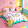 thumbnail image 2 of meiyoeat Cartoon Baseball Gloves 7 Pieces Bedding Comforter Set For Girls,Ice Cream Monogram M Letter Full Bedding Set For Kids,Pink Reversible, 2 of 7