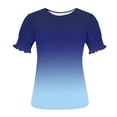 thumbnail image 4 of FRSASU Summer Tops for Women Puff Sleeve Crewneck Dressy Casual Blouses Loose Fit Outfits Gradient T-Shirts Blue-A, 4 of 6