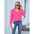 thumbnail image 5 of Womens Dressy Casual Blouse Business Long Sleeve Tops Ruffle V Neck Work Shirt 2025 Rose Red M, 5 of 8