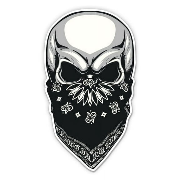 Skull Bandana Mask Biker - 3" Vinyl Sticker - For Car Laptop Water Bottle Phone - Waterproof Decal