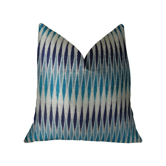 Plutus 20" x 36" Wavering Blues Handmade Luxury Pillow in Navy Blue and White