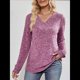 thumbnail image 4 of Blusa de Larga con Cuello en V para Mujer, Blusa Informal de Otoño, Suéter Tipo Túnica, Ropa de Moda. Rojo Púrpura S, 4 of 5