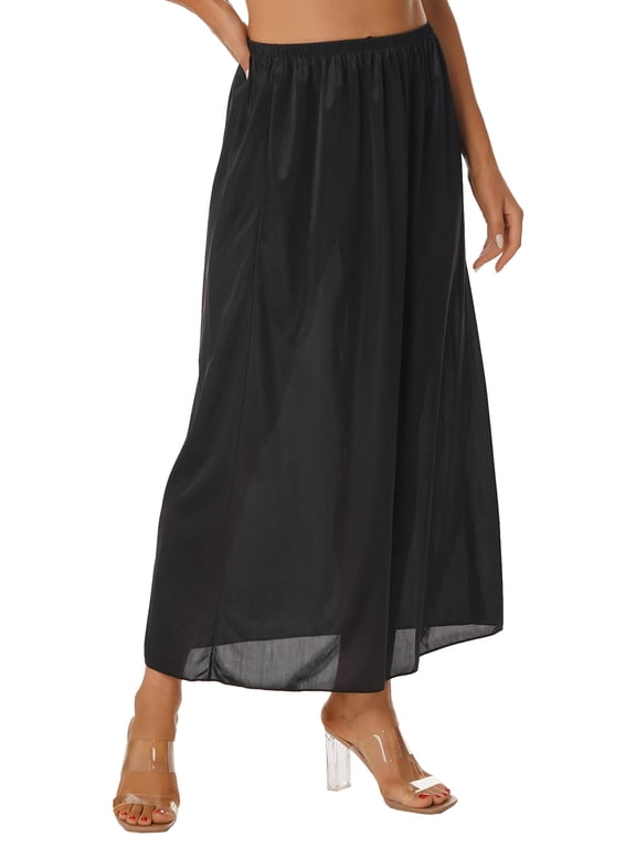 Half Slips for Women Under Dresses Long Underskirts Petticoat Extender Half Slips 90cm Black 3XL
