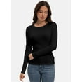thumbnail image 5 of Women's Long Sleeve Shirts Fall Casual Crew neck Tops Slim Fitted Basic Tees, 5 of 6