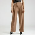 thumbnail image 3 of HJYCHN Women Elevated High Waist Wide-Leg Trousers Straight Leg Pants with Functional Pockets Comfortable Business Casual Pants Khaki M, 3 of 4