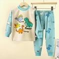 thumbnail image 2 of HCNTES Toddler Boy Pajamas Sleepwear Outfits Set Cute Soft Long Sleeves Top and Casual Pants Sweatsuit 2 Piece Fall Winter Clothing Set for Kids(Mint Green,7-8 Years), 2 of 4