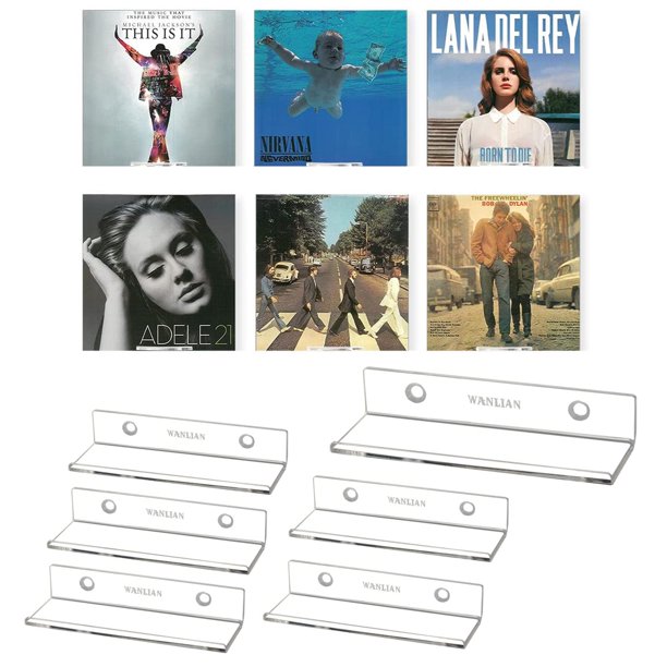 Vinyl Record Shelf, Clear Vinyl Record Shelf Wall Mount 6 Pack,Acrylic