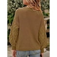 thumbnail image 6 of Franhais Women Cute Sweaters Solid Color Lantern Long Sleeve Pullover Basic Tops Knitwear for Fall Warm Streetwear, 6 of 7