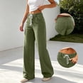 thumbnail image 6 of Dzrciro Denim Pants for Women, Drawstring High Waist Straight Leg Jeans with Side Pockets, Casual Daily Office Working Long Pants S-2XL, 6 of 8