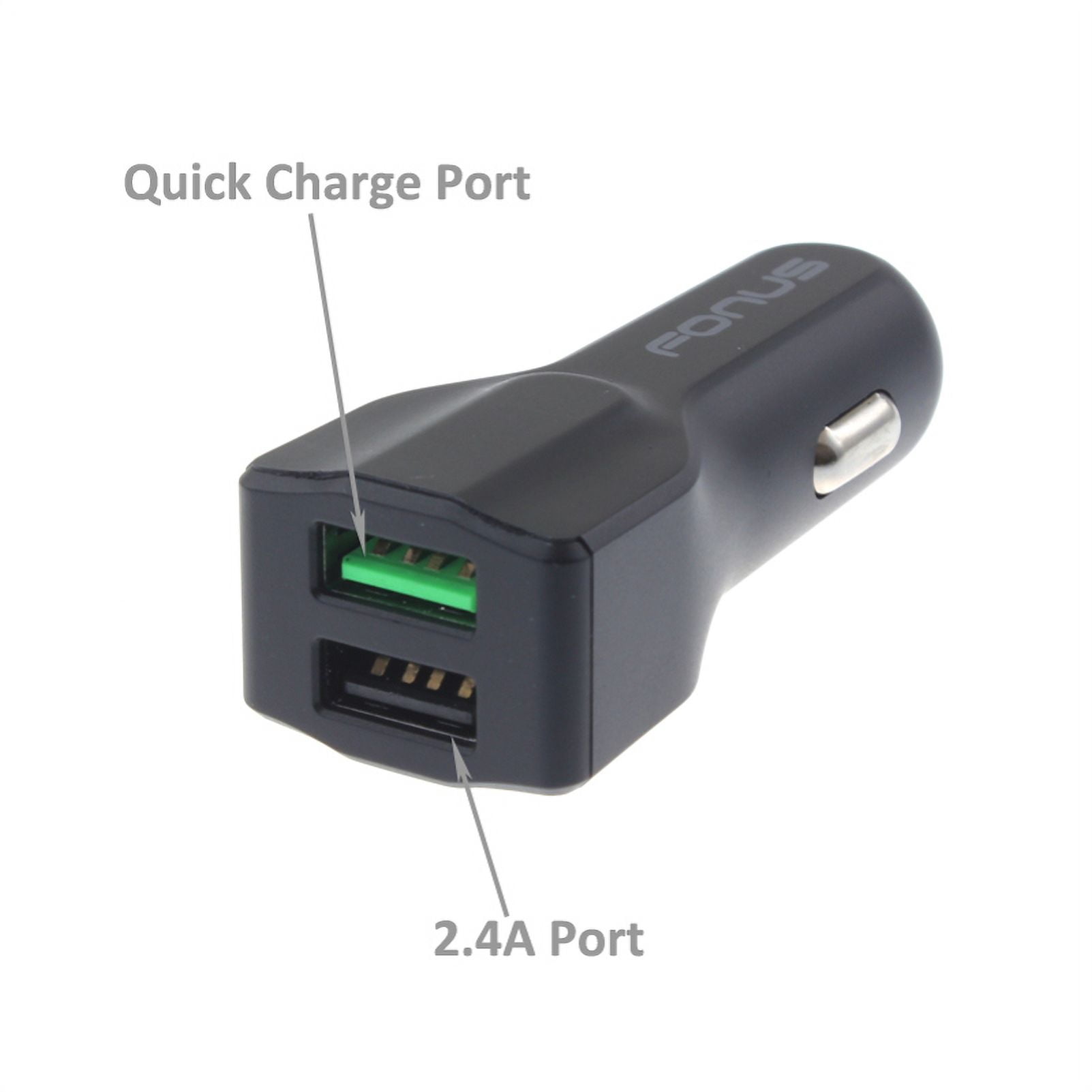 Type-C 3ft Metal USB Cable w 2-Port USB 30W Car Charger E3L for Motorola Moto G7 Power Play G6 - Nokia 3.1, 7.1, 8, Plus - OnePlus 5T, 6, 6T, 7 Pro - Razer Phone 2 - RED Hydrogen One