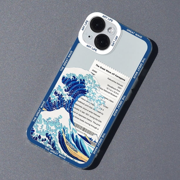 Funda de teléfono transparente Kanagawa para iPhone 13, 12, 11, 14 Pro MAX, XS, X, Mini, XR, 7, 8 Plus Fivean unisex