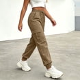 thumbnail image 4 of Cmfcve Cargo Pants for Women Lightweight Hiking Pants High Waist Drawstring Casual Joggers with Pockets, 4 of 6
