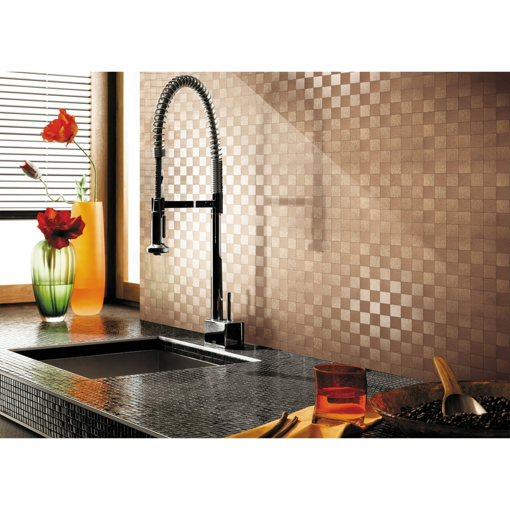 Art3d Brushed Cooper 12 in. x 12 in. Peel and Stick Tile Metal