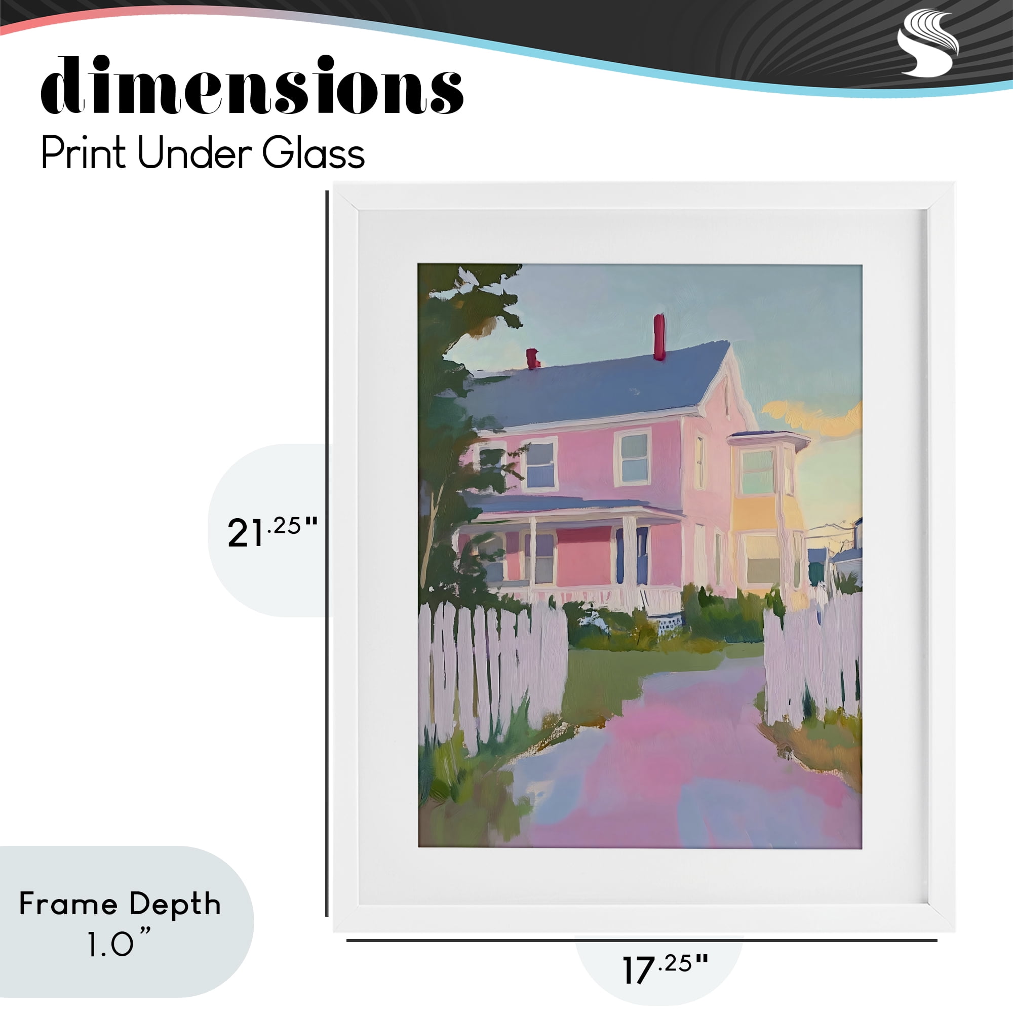 Stupell Industries Pastel Pink House with Fence White Framed Print Under Glass, design by The Prints Vibe