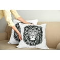 thumbnail image 2 of Ambesonne Indie Throw Pillow Cover 2 Pack, Wild Hipster Lion Glasses, 18", Black and White, 2 of 7